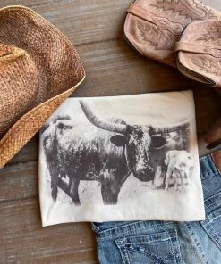 Thelattimoreclaim Cream Lazy Acres Longhorn Tee Featured Graphic Tees