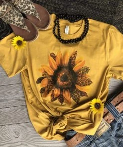 Thelattimoreclaim Mustard Leopard Sunflower Tee Featured Graphic Tees