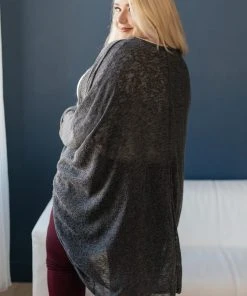 Ave Shops Slouchy Vibe Cardigan In Charcoal