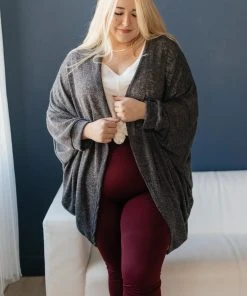 Ave Shops Slouchy Vibe Cardigan In Charcoal