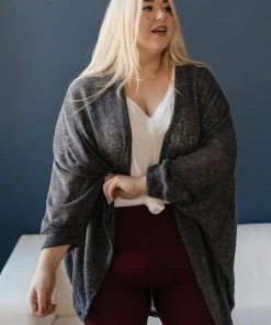 Ave Shops Slouchy Vibe Cardigan In Charcoal