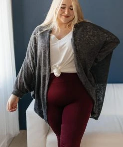 Ave Shops Slouchy Vibe Cardigan In Charcoal