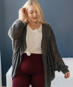 Ave Shops Slouchy Vibe Cardigan In Charcoal
