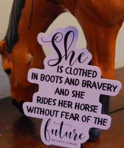 The Cinchy Cowgirl Stickers Light Pink She Is Clothed In Boots Sticker