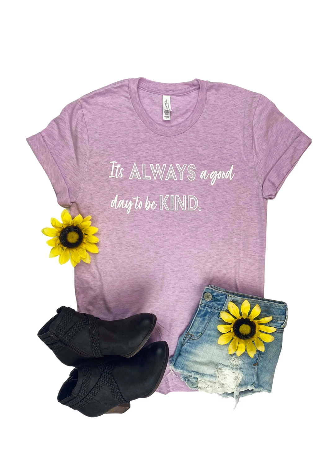 Cinchy Cowgirl Lilac 'It's Always A Good Day' Graphic Tee - Soft Short Sleeve Top for Women 3 The Cinchy Cowgirl Lilac It's Always A Good Day Short Sleeve Graphic Tee Clothing
