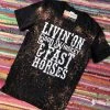 Thelattimoreclaim Black Bleached Livin' On Good Whiskey Tee