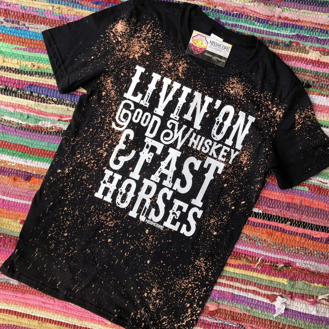 Thelattimoreclaim Black Bleached Livin' On Good Whiskey Graphic Tee 3 Thelattimoreclaim Black Bleached Livin' On Good Whiskey Tee