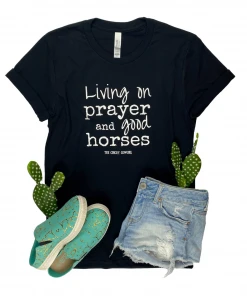 The Cinchy Cowgirl Black Living On Prayer Short Sleeve Graphic Tee