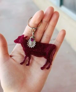 The Cinchy Cowgirl Accessories, Gifts & More Magenta Cow Keychain