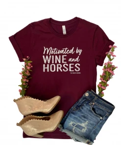 The Cinchy Cowgirl Maroon Motivated By Wine & Horses Short Sleeve Tee