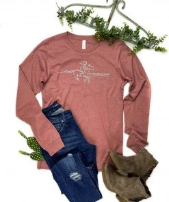 The Cinchy Cowgirl Mauve She Cannot Be Tamed Long Sleeve Graphic Tee Clothing