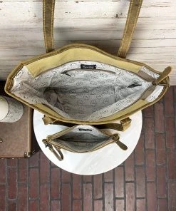 Myra Leopard Metallic Tote & Wristlet Handbag Set Handbags & Wallets