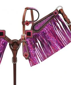 Shiloh MINI Size Purple Snake Fringe Headstall Set Headstall Sets