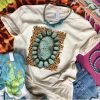 Thelattimoreclaim Cream Leopard & Turquoise Stone Tee Featured Graphic Tees