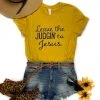 The Cinchy Cowgirl Mustard Graphic Tee - Leave The Judgin' To Jesus Short Sleeve Shirt 2 The Cinchy Cowgirl Clothing Mustard Leave The Judgin' To Jesus Short Sleeve Graphic Tee