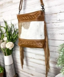 Myra Brown Fringe Cowhide Hobo Handbag Handbags & Wallets