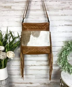 Myra Brown Fringe Cowhide Hobo Handbag Handbags & Wallets