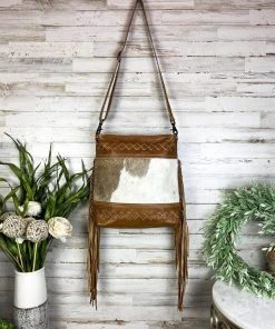 Myra Brown Fringe Cowhide Hobo Handbag Handbags & Wallets