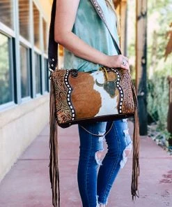 Myra Cowhide & Steer Skull Crossbody Handbag >> MEGA SALE <<