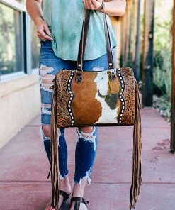 Myra Cowhide & Steer Skull Crossbody Handbag >> MEGA SALE <<
