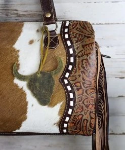 Myra Cowhide & Steer Skull Crossbody Handbag - MEGA SALE | Stylish & Durable Leather Bag -The Cinchy Cowgirl Store myrasteerandcowhidehandbagstylea3344 1080x