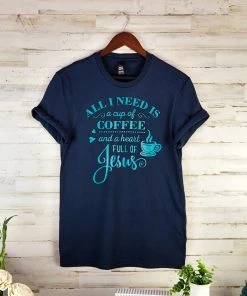 The Cinchy Cowgirl CLEARANCE GRAPHICS CLOSEOUT- Navy Coffee & Jesus Graphic Tee