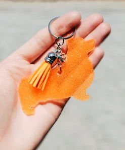 The Cinchy Cowgirl Orange Corgi Keychain