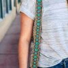 American Darling Painted Turquoise Stone Buckstitch Purse Strap