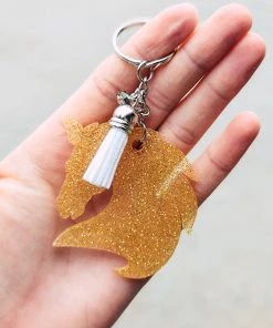 The Cinchy Cowgirl Palomino Gold Horse Keychain