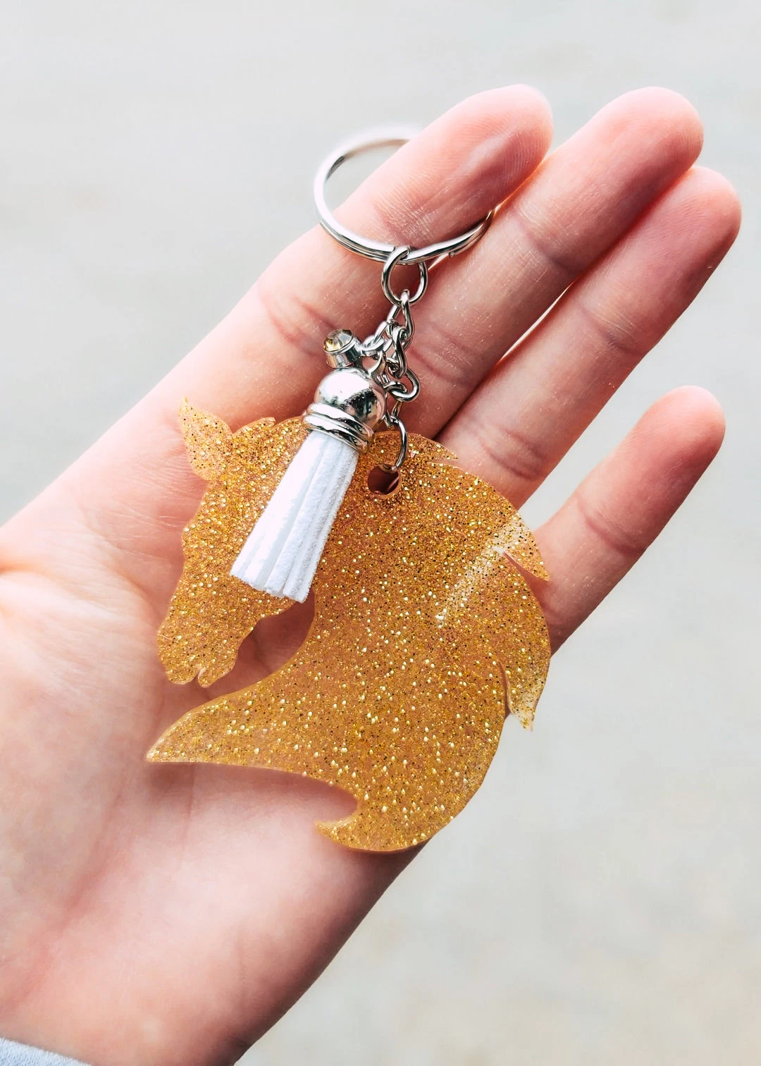 The Cinchy Cowgirl Palomino Gold Horse Keychain - Unique Resin Accessory 3 The Cinchy Cowgirl Palomino Gold Horse Keychain
