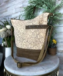 Myra Handbags & Wallets Peach Floral Hobo Handbag