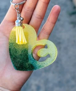 The Cinchy Cowgirl Green & Yellow Horseshoe Heart Keychain Accessories, Gifts & More