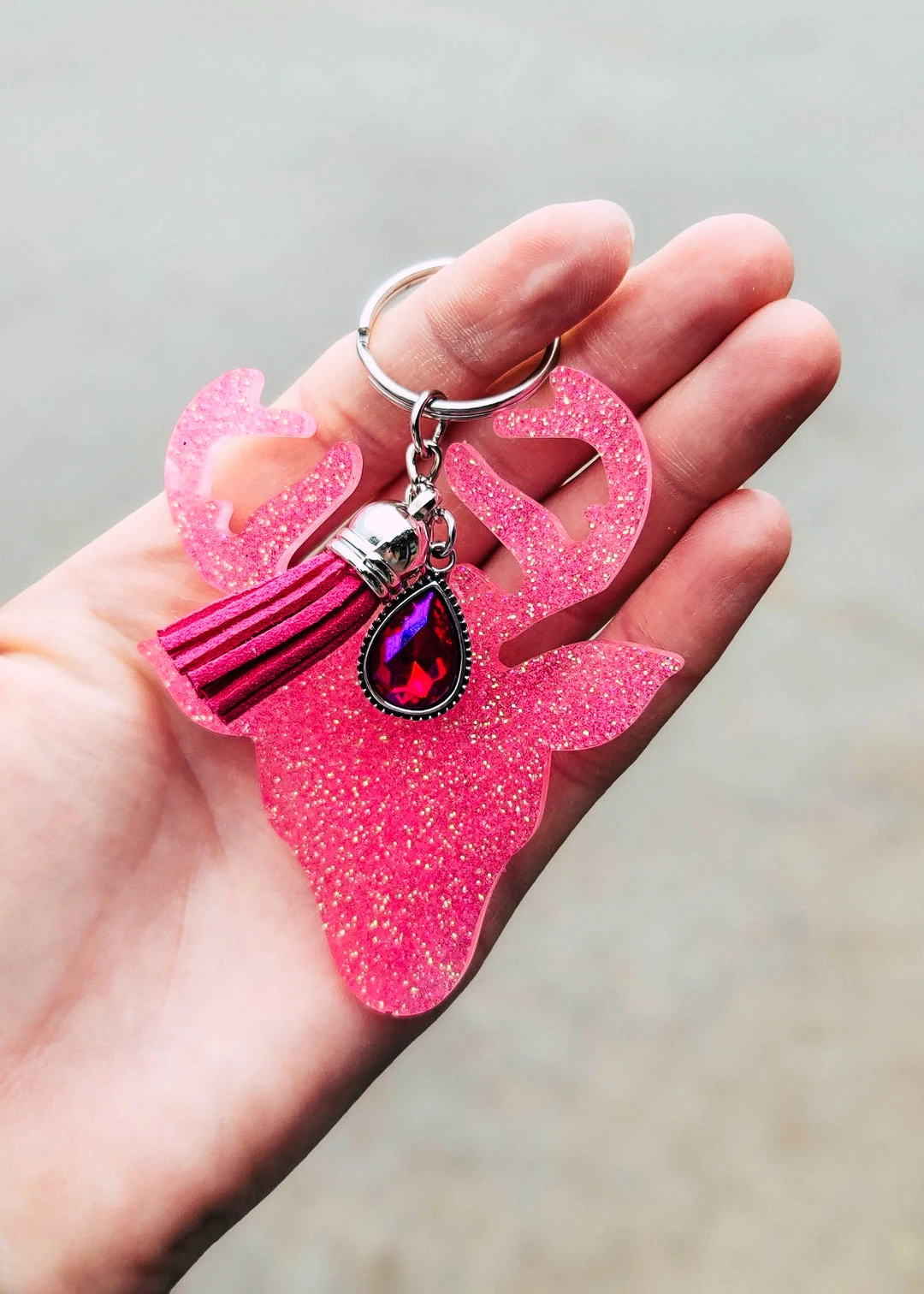 Cinchy Cowgirl Pink Deer Resin Keychain - Unique Gift Accessory 3 The Cinchy Cowgirl Pink Deer Keychain