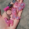 Cinchy Cowgirl Resin Keychains Set Of 3 - Pink & Holographic Polya Dots | Unique Keychain Gift 2 The Cinchy Cowgirl Resin Keychains Pink & Holographic Polka Dots (Set Of 3) Keychain