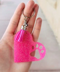 The Cinchy Cowgirl Pink Heart Paw Print Keychain
