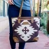 Myra Handbags & Wallets Plum & Beige Aztec Tote Handbag