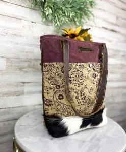 Sixtease Plum Vintage Cowhide Tote Handbag