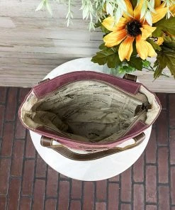 Sixtease Plum Vintage Cowhide Tote Handbag