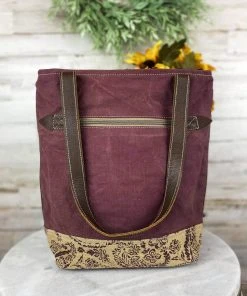 Sixtease Plum Vintage Cowhide Tote Handbag