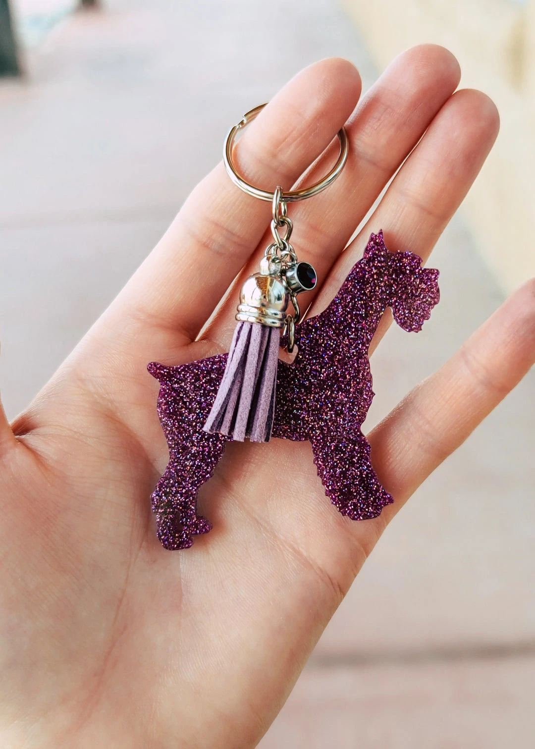 Purple Schnauzer Keychain - Cinchy Cowgirl Accessories & Unique Gifts for Dog Lovers 3 The Cinchy Cowgirl Accessories, Gifts & More Purple Schnauzer Keychain