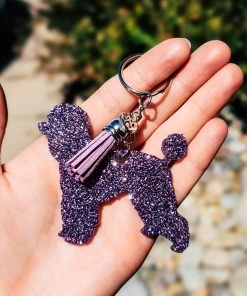 The Cinchy Cowgirl Resin Keychains Purple Poodle Keychain