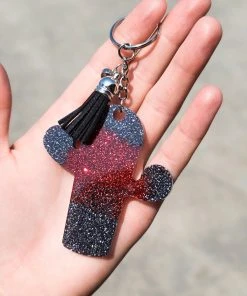 The Cinchy Cowgirl Red & Black Cactus Keychain