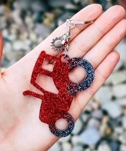 The Cinchy Cowgirl Red & Black Tractor Keychain Resin Keychains