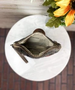 Sixtease Handbags & Wallets Red & Blue Aztec Cowhide Wristlet Pouch