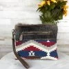 Sixtease Handbags & Wallets Red & Blue Aztec Cowhide Wristlet Pouch