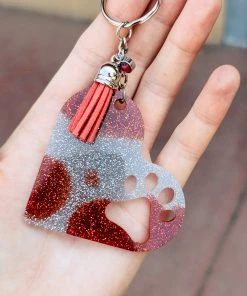 The Cinchy Cowgirl Red & Silver Paw Print Keychain Accessories, Gifts & More