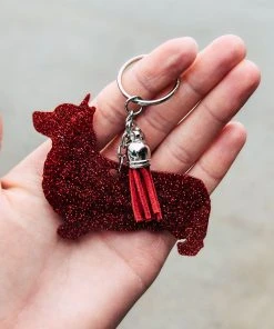 The Cinchy Cowgirl Resin Keychains Red Corgi Keychain