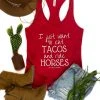 The Cinchy Cowgirl Clothing Red Eat Tacos & Ride Horses Tank Top
