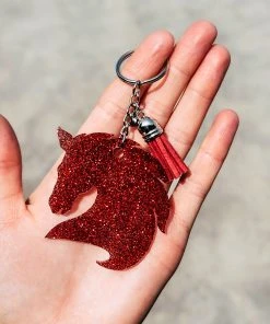 The Cinchy Cowgirl Red Horse Keychain Resin Keychains
