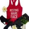 The Cinchy Cowgirl Red Resting Mare Face Tank Top - TCC Graphic Tanks & Tees 1 The Cinchy Cowgirl Red Resting Mare Face Tank Top